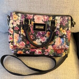 Betsey Johnson Black Floral Satchel